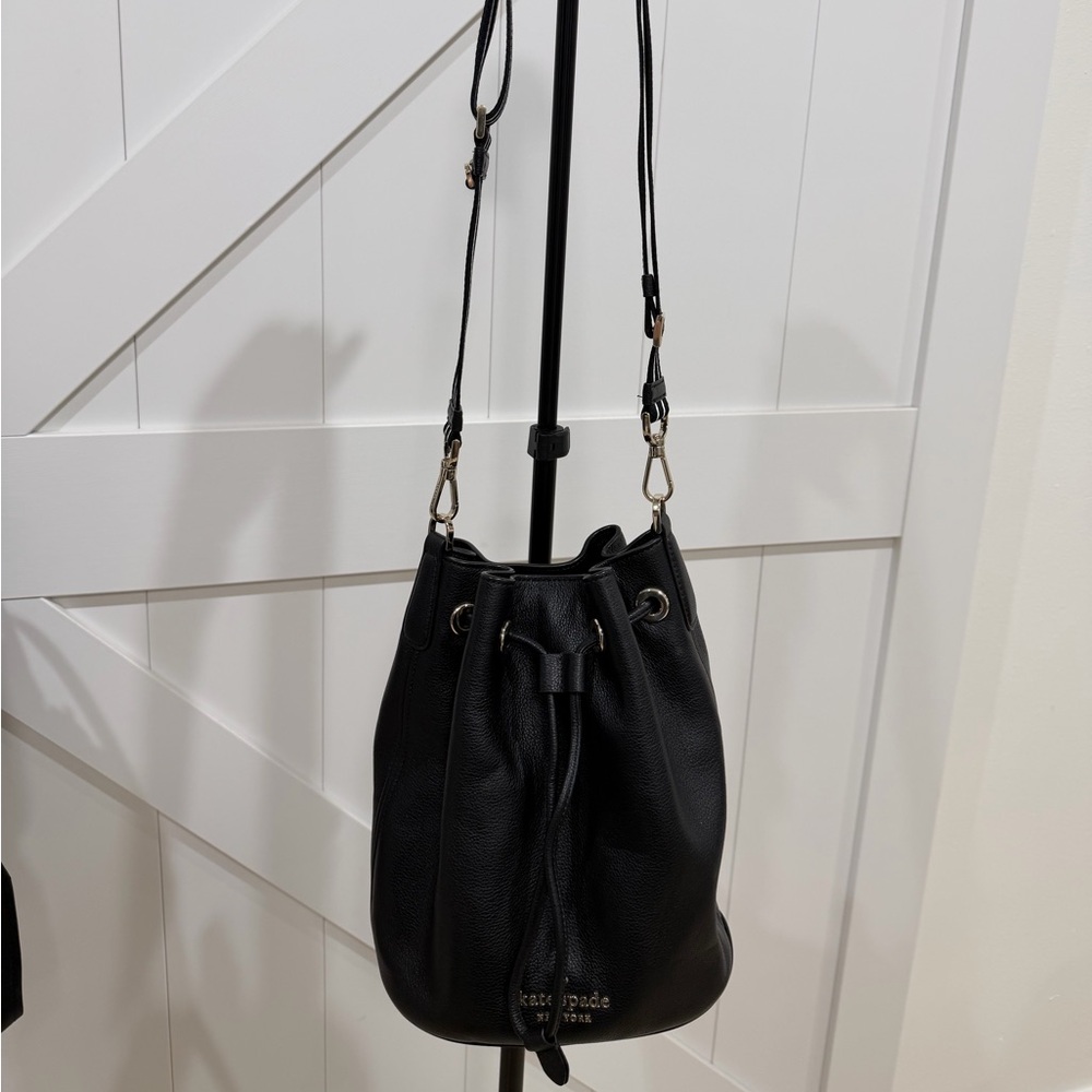 Kate Spade Black Leather Bucket Shoulder Bag